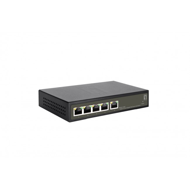 LevelOne Hilbert 5-Port Gigabit PoE Smart Lite Switch, 802.3at/af PoE, 4 PoE Outputs, 60W PoE Power Budget