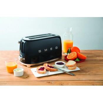 Smeg TSF02BLEU Toaster, 4 slice, black, metal body