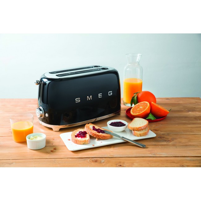 Smeg TSF02BLEU Toaster, 4 slice, black, metal body