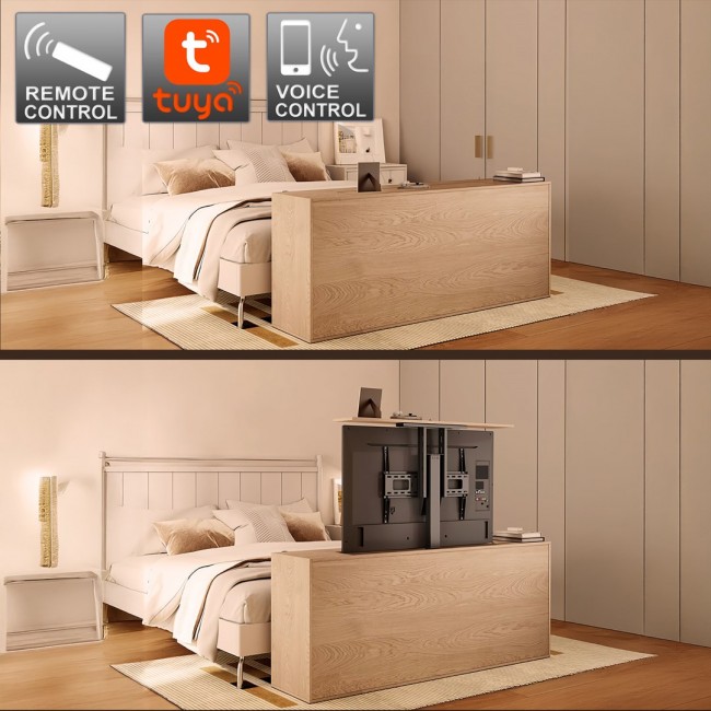 Maclean MC-866T Smart Motorized Electric TV Lift TUYA Mobile App Floor Mount Bracket Alexa Google Home 37''-80'' 60kg Cabinet VESA (EU plug)