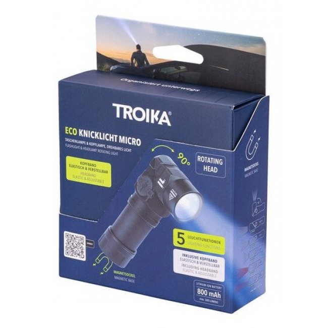 TROIKA ECO KNICKLICHT MICRO Black Hand flashlight + Headband flashlight SMD LED