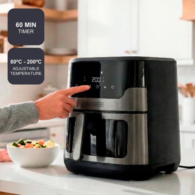 Black+Decker BXAF8001E 1700 W 8 L oil-free deep fryer, black