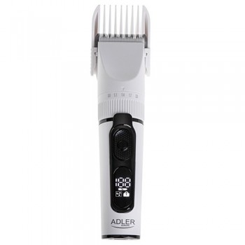 Adler | Hair Clipper with LCD Display | AD 2839 | Cordless | Number of length steps 6 | White/Black