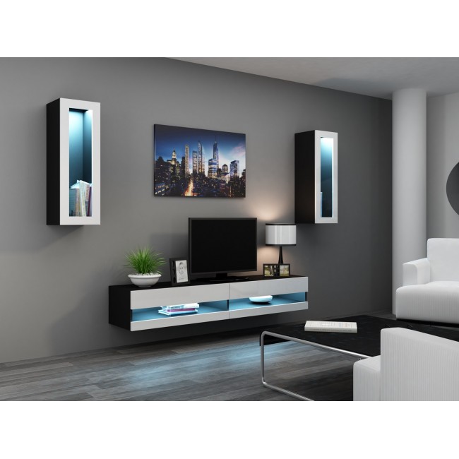 Cama TV stand VIGO NEW 30/140/40 black/white gloss