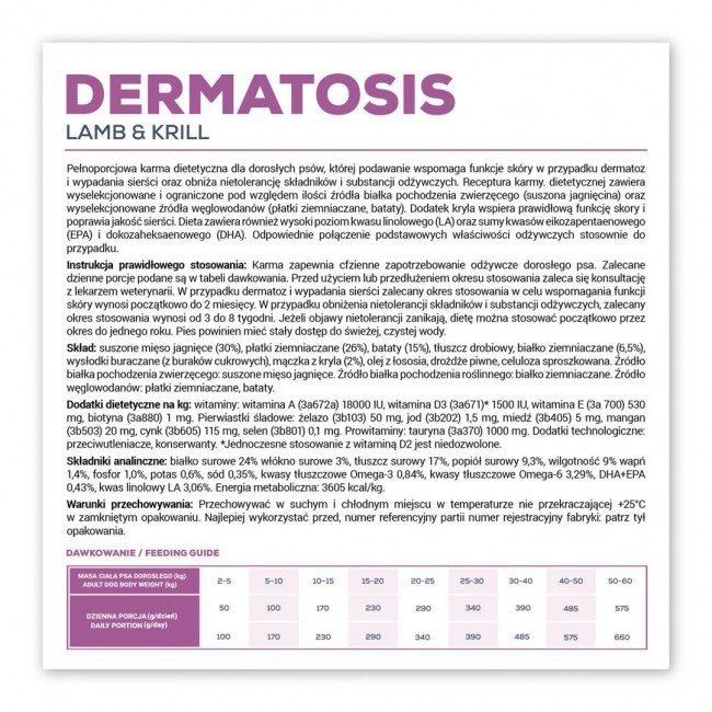 VET EXPERT Veterinary Diet Dermatosis Dog Lamb & Krill - dry dog food - 2 kg