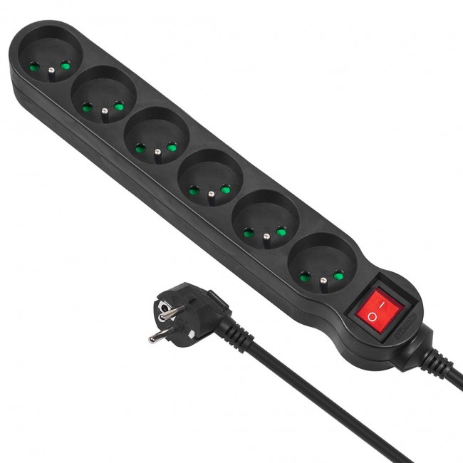 Maclean MCE188 power extension 5 m 6 AC outlet(s) Indoor Black Maclean MCE188 power extension 5 m 6 AC outlet(s) Indoor Black
