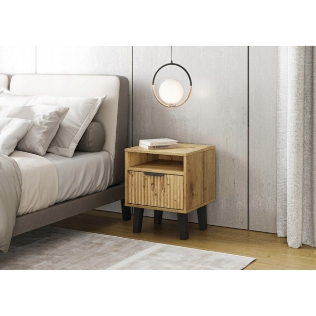 SCANDI 1S SLIM OAK ARTISAN BEDSIDE TABLE
