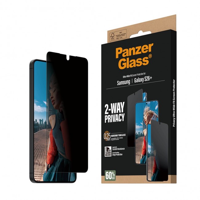 PanzerGlass 2-Way Privacy Screen Protector Samsung Galaxy S26+ | Ultra-Wide Fit w. EasyAligner Clear screen protector 1 pc(s)