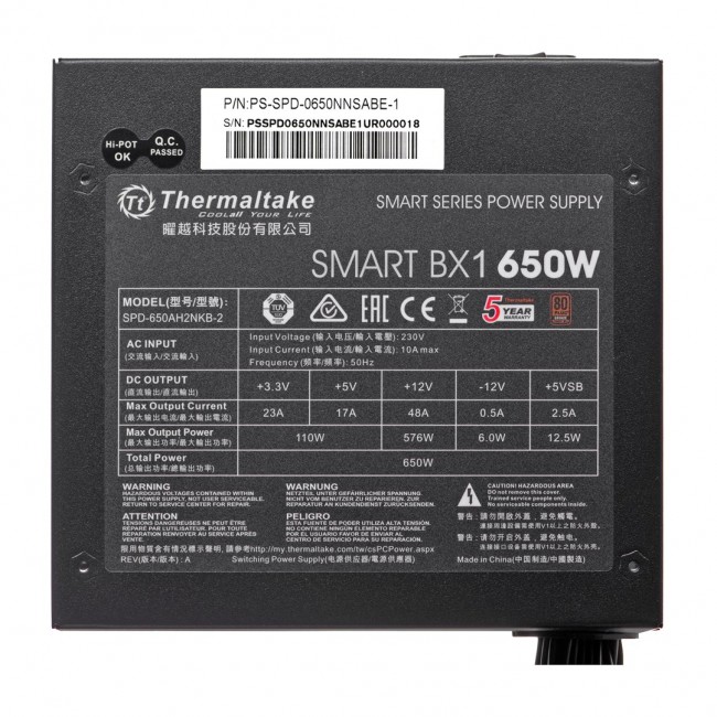 Thermaltake Smart BX1 power supply unit 650 W 24-pin ATX ATX Black Thermaltake Smart BX1 power supply unit 650 W 24-pin ATX ATX Black