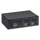 Manhattan DisplayPort 1.2 KVM Switch 2-Port, 4K@60Hz, USB-A/3.5mm Audio/Mic Connections, Cables included, Audio Support, Control 2x computers from one pc/mouse/screen, USB Powered, Black, Three Year Warranty