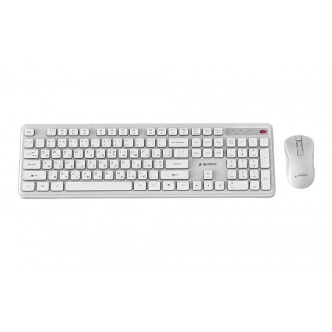 Gembird KBS-WPS-01 Slim Pro Business wireless desktop set, white, RU layout