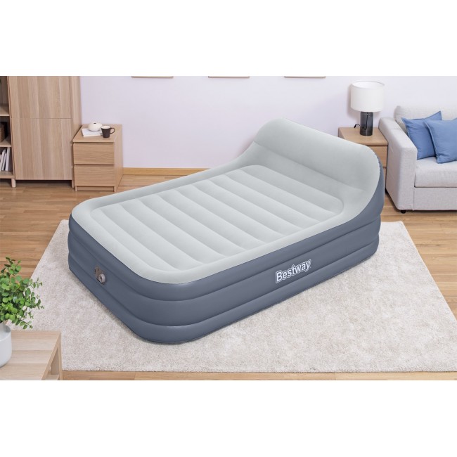 Bestway Tritech SleekFlow Headboard Air Mattress Queen with Built-in AC Pump and Antimicrobial Coating 2.26 m x 1.52 m x 84 cm