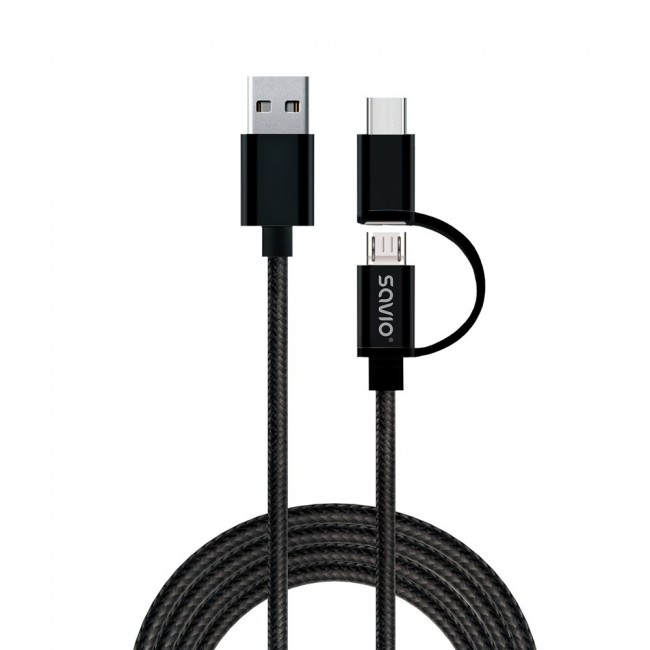 Savio CL-128 USB cable USB 2.0 1 m USB A USB C/Micro-USB A Black