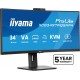 iiyama ProLite 34 VA UWQHD curved monitor with a built-in Windows Hello camera and microphone, USB-C Dock, LAN, KVM-Switch and 15cm height adjustable stand