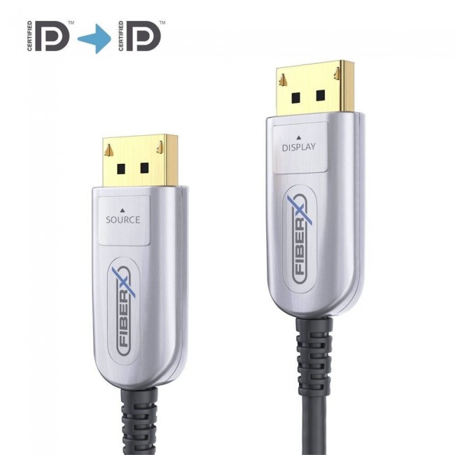 FiberX FX-I260-010 DisplayPort cable 10 m Black, Silver