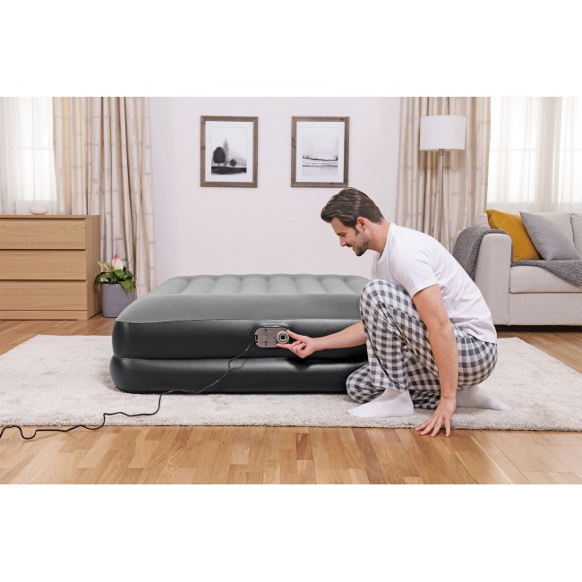 Bestway Tritech Air Mattress Queen with Built-in AC Pump and Antimicrobial Coating 2.03 m x 1.52 m x 46 cm