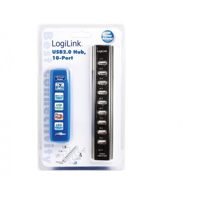 LogiLink UA0096 interface hub 480 Mbit/s Black