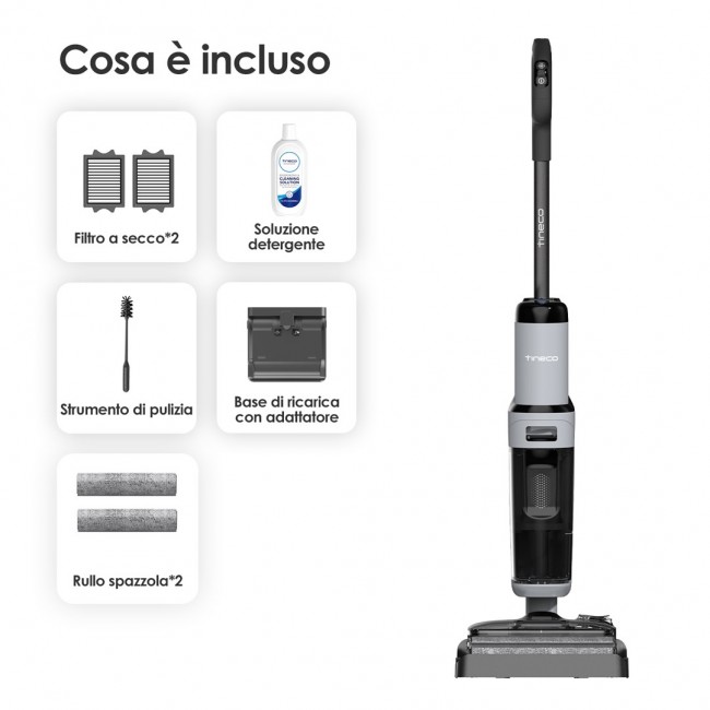Tineco FloorOne i5 Stretch PLUS Upright vacuum Battery Dry&wet Bagless Grey 2.5 Ah