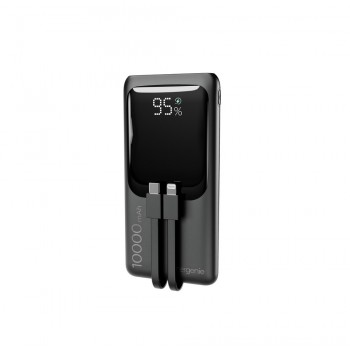 Gembird PB10-PD20-LCD-01 Fast charging power bank with integrated cables, 20W, 10000 mAh, black