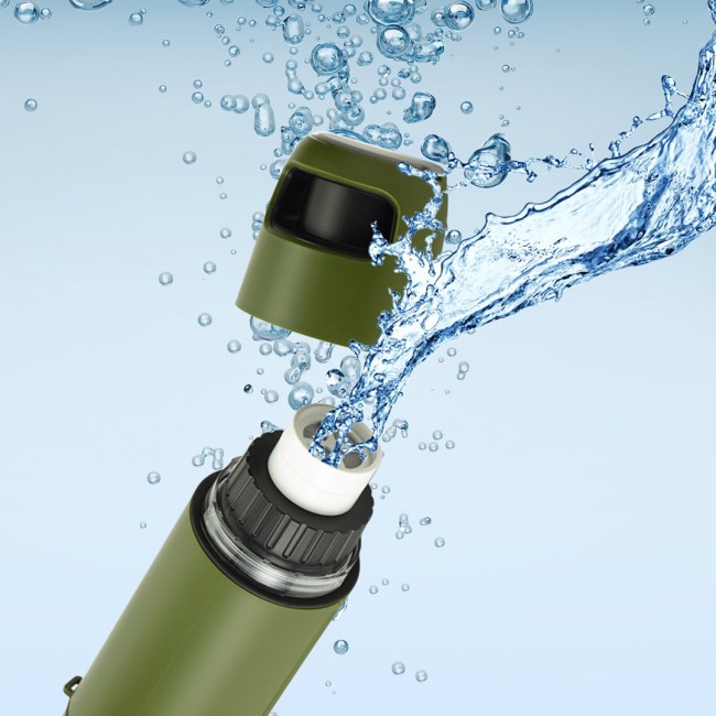 Extralink PURISOO+ BUTELKA Z SYSTEMEM FILTRUJACYM Z POMPKA 400ML FILTR UF + ACF Water filtration bottle 0.4 L Green, Olive