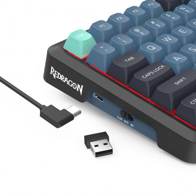 REDRAGON K724GBG-RGB-PRO Behemoth keyboard USB + RF Wireless + Bluetooth Grey, Blue