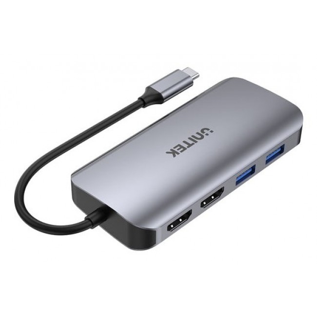 UNITEK D1122A01 interface hub 2 x USB 3.2 Gen 2 (3.1 Gen 2) Type-C 1000 Mbit/s Grey