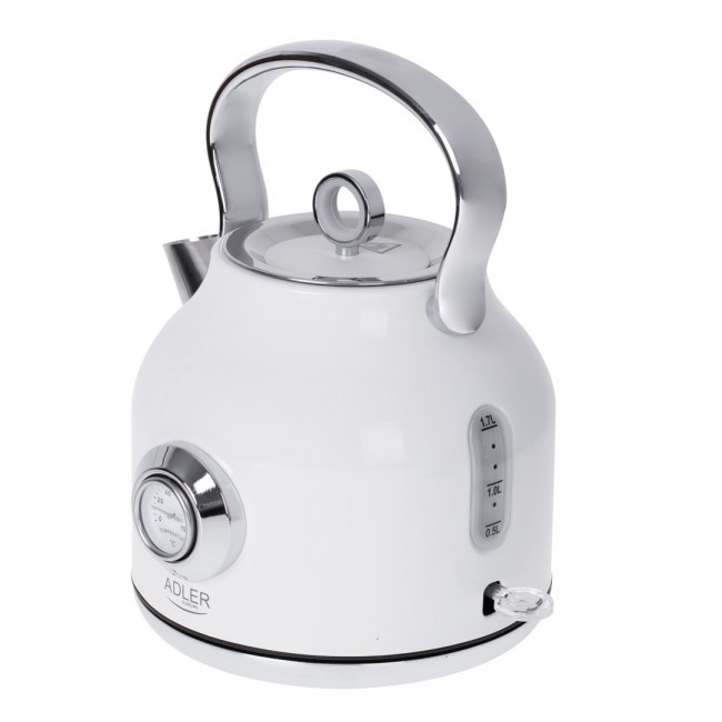 Adler | Kettle with a Thermomete | AD 1346w | Electric | 2200 W | 1.7 L | Stainless steel | 360 rotational base | White