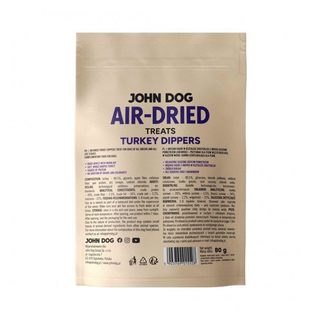 JOHN DOG Air-Dried Turkey dippers - dog treat - 80g JOHN DOG Air-Dried Turkey dippers - dog treat - 80g