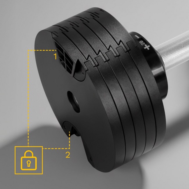 REBEL ACTIVE Cast iron automatic dumbbell 36kg, 2kg increments