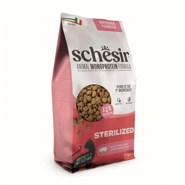 SCHESIR Animal Mono Protein Formula Sterilized pork ham dry cat food 10 kg