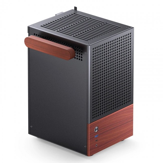 Jonsbo T6 PC Case, Mini-Tower, Mini-ITX, Tempered Glass, Wood, black