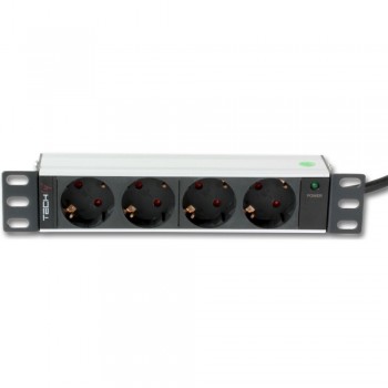 Techly I-CASE M10-4D power distribution unit (PDU) 4 AC outlet(s) 1U Black, Silver