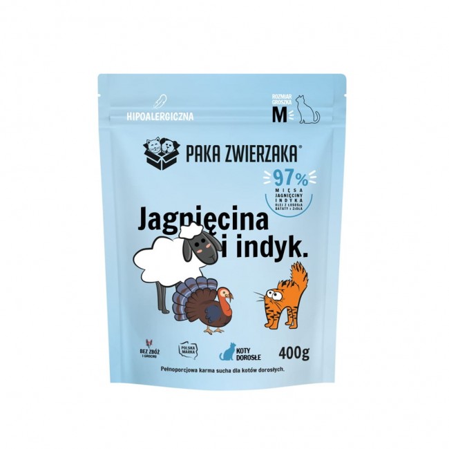 PAKA ZWIERZAKA Lamb and turkey M - dry cat food - 400g PAKA ZWIERZAKA Lamb and turkey M - dry cat food - 400g