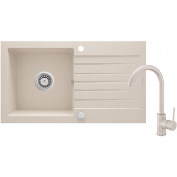 Granite sink with 1-bowl faucet with drainer