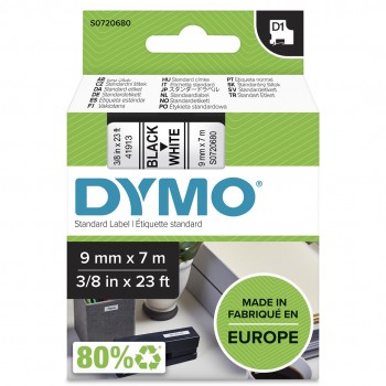 DYMO Authentic D1 Labels | Black Print on White Tape | 9 mm x 7 m | Self-Adhesive Labels for LabelManager Label Makers | Made in Europe