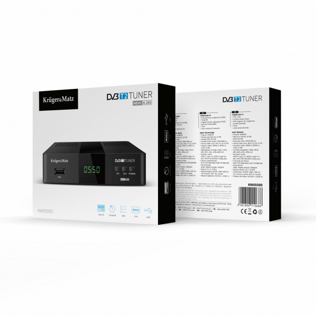 Kruger&Matz DVB-T2 H.265 HEVC Tuner KM0550D