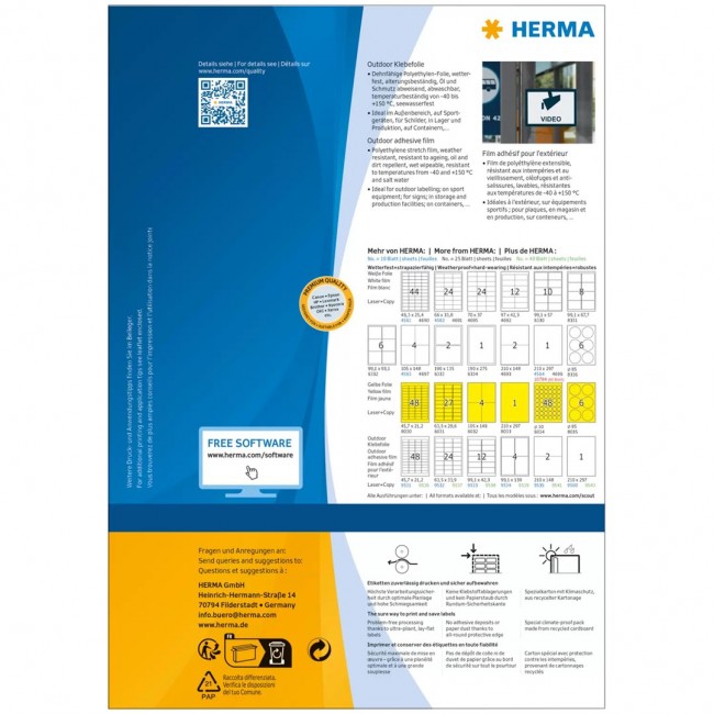 HERMA 9541 self-adhesive label Rectangle White 80 pc(s) HERMA 9541 self-adhesive label Rectangle White 80 pc(s)
