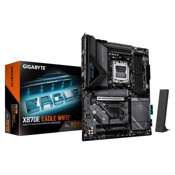 GIGABYTE X870E EAGLE WIFI7 Motherboard - Supports AMD Ryzen 9000 CPUs, 16+2+2 Phases Digital VRM, up to 8200Hz DDR5 (OC), 1xPCIe 5.0 + 3xPCIe 4.0, Wi-Fi 7, 5GbE LAN, USB 4