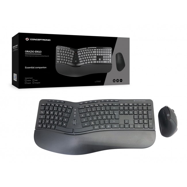 Conceptronic ORAZIO ERGO Wireless Ergonomic Keyboard & Mouse Kit, German layout Conceptronic ORAZIO ERGO Wireless Ergonomic Keyboard & Mouse Kit, German layout