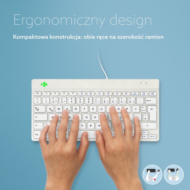R-Go Tools Ergonomic keyboard R-Go Compact Break, compact keyboard with break software, QWERTZ (DE), wired, white R-Go Tools Ergonomic keyboard R-Go Compact Break, compact keyboard with break software, QWERTZ (DE), wired, white