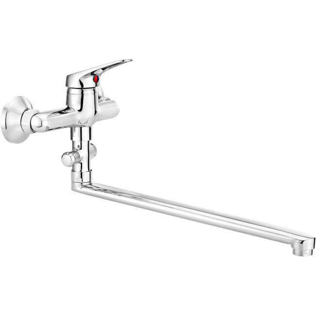 Wall-mounted washbasin mixer with extended spout - hose connection Wall-mounted washbasin mixer with extended spout - hose connection