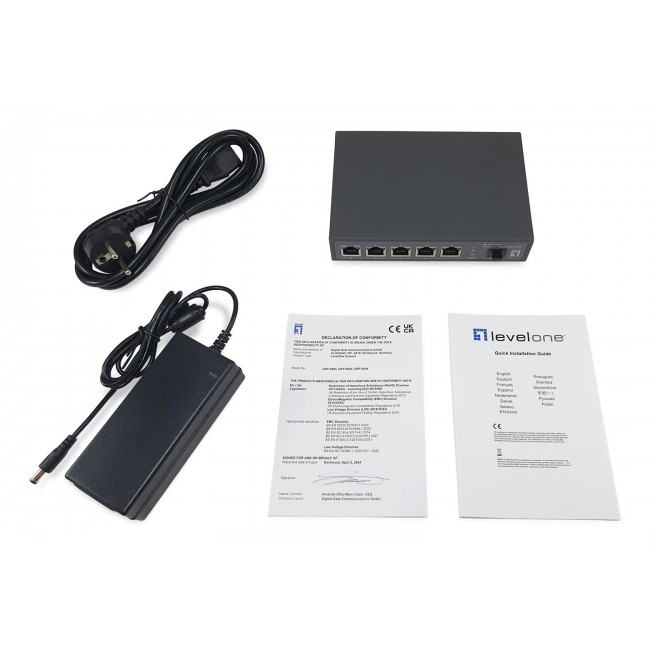LevelOne GEP-0625 network switch Unmanaged 2.5G Ethernet (100/1000/2500) Power over Ethernet (PoE) Black LevelOne GEP-0625 network switch Unmanaged 2.5G Ethernet (100/1000/2500) Power over Ethernet (PoE) Black
