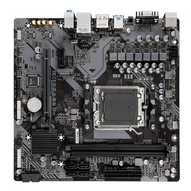 Gigabyte B650M S2H Motherboard - Supports AMD Ryzen 8000 CPUs, 5+2+2 Phases Digital VRM, up to 6400MHz DDR5, 1xPCIe 4.0 M.2, GbE LAN, USB 3.2 Gen 1