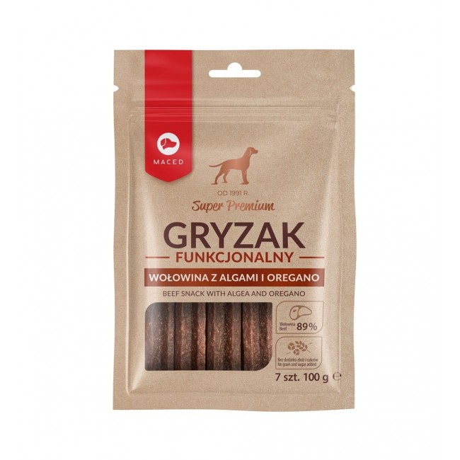 MACED Beef snack with algea and oregano - dog chew - 100g