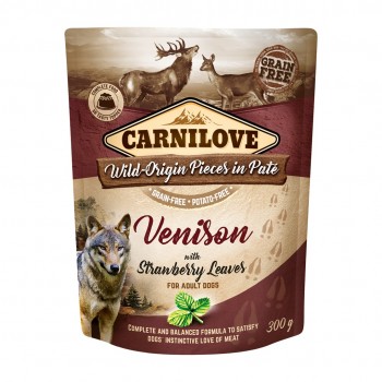 CARNILOVE Dog Pouch Venison & strawberry - wet dog food - 300g