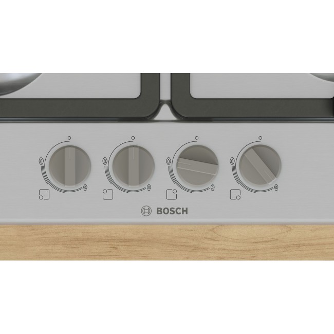 Bosch Serie 4 PGH6B5K90 hob Stainless steel Built-in 58 cm Gas 4 zone(s) Bosch Serie 4 PGH6B5K90 hob Stainless steel Built-in 58 cm Gas 4 zone(s)