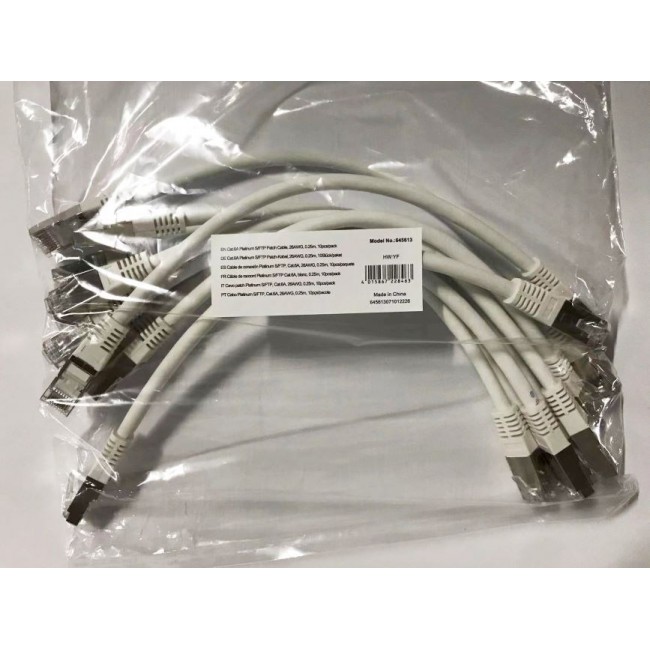 Equip Cat.6A Platinum S/FTP Patch Cable, White, 0.25m, 10pcs/set