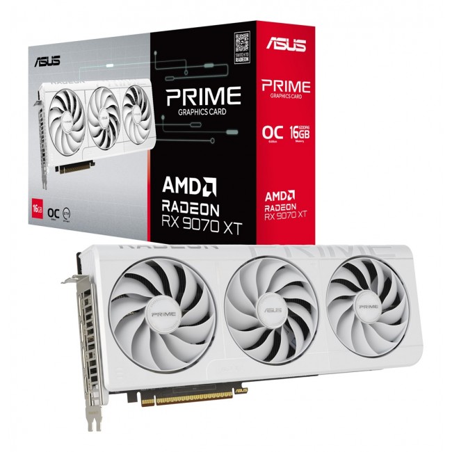 ASUS Prime -RX9070XT-O16G-WHITE AMD Radeon RX 9070 XT 16 GB GDDR6