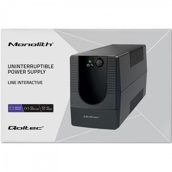 Qoltec 53773 uninterruptible power supply (UPS) Line-Interactive 0.85 kVA 480 W 1 AC outlet(s)