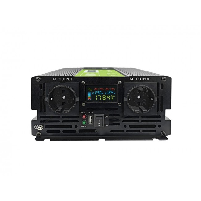 Green Cell PowerInverter LCD 12V to 230V 2000W/40000W car inverter with LCD display - pure sine wave